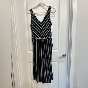 Black and white striped jumpsuit